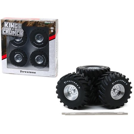 GREENLIGHT 48 in. Kings of Crunch 1 by 18 Monster Truck Firestone Wheels & Tires Set 6 Piece 13546